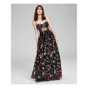 NWT CITY STUDIO Embroidered Illusion Corset Gown